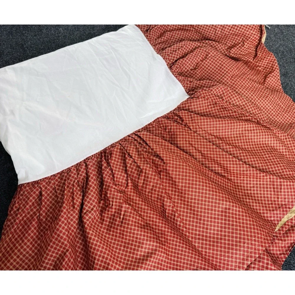 Chaps Ralph Lauren Home Elizabeth Queen Bed Skirt Red Tan Check Plaid Cotton 15
